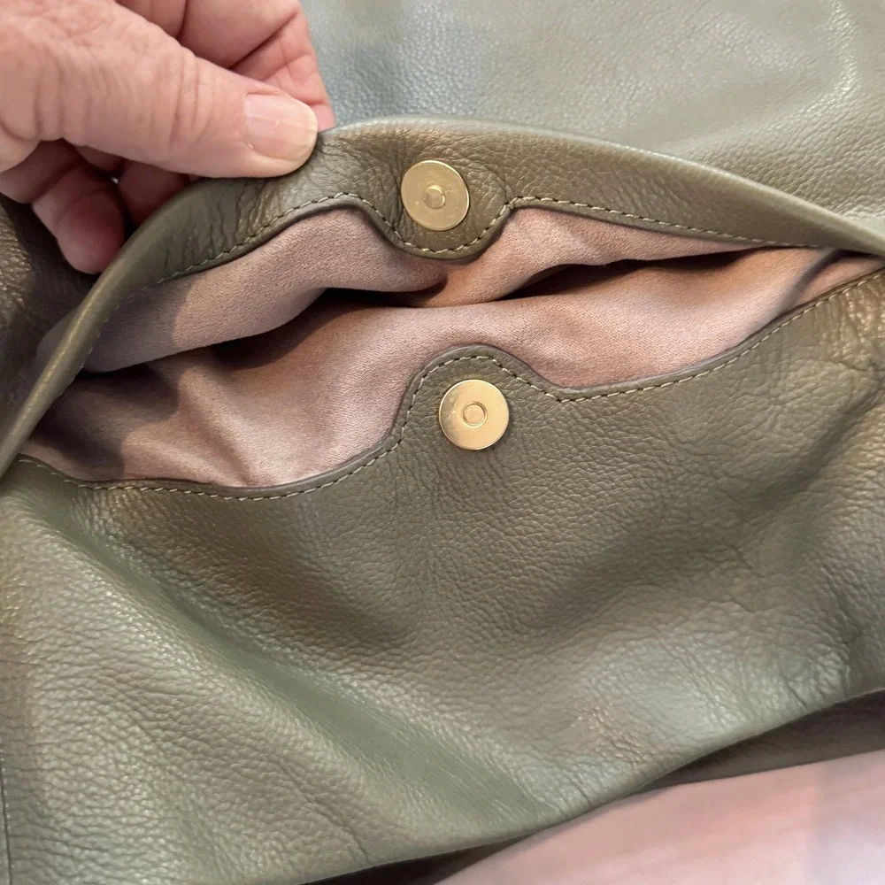 Vince Camuto Valda Leather Tote Bag Fig Leaf Green Crossbody Shoulder Hobo Bag - Picture 4 of 16